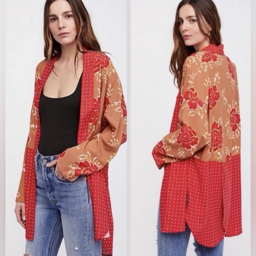 Free People Forget Me Not Kimono Open Cardigan Women’s Sz XS-S Light Flowy Boho